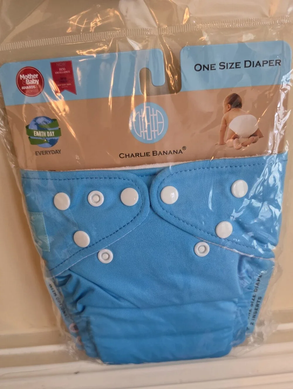 Charlie Banana Reusable One Size Diaper Cover - Blue NIP